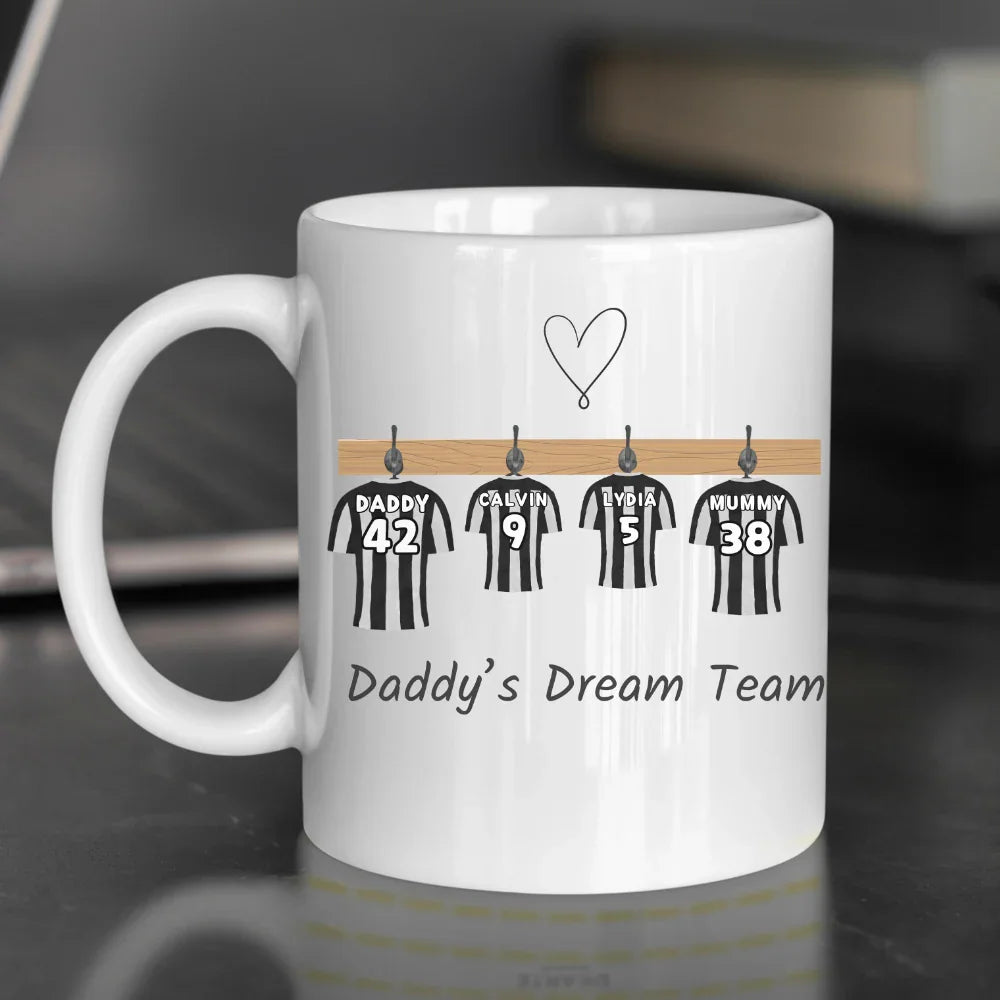 Custom Fathers Day Gift Mug, Personalised Football Mug For Daddy's, Birthday Dad
