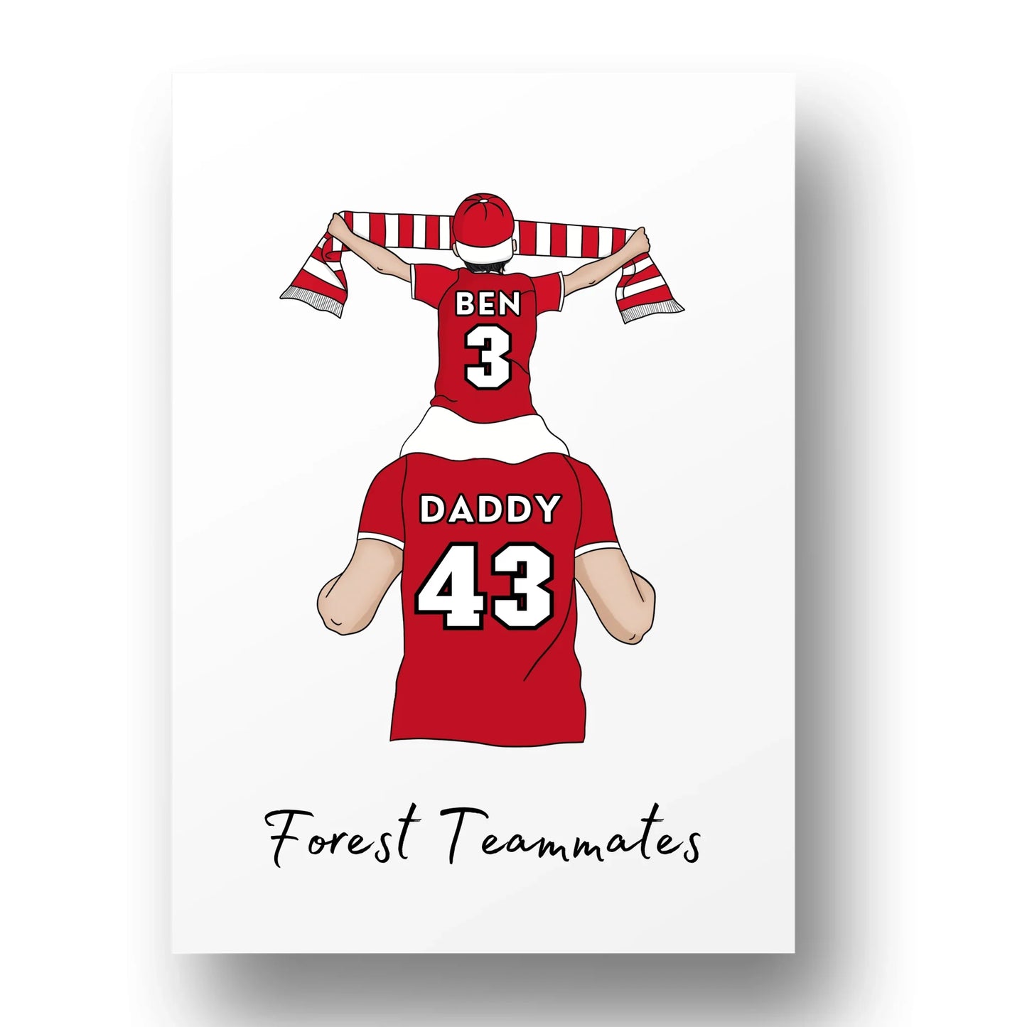 Personalised Father and Son Football Wall Art, Notts Forest Art Print, Boys Room Decor