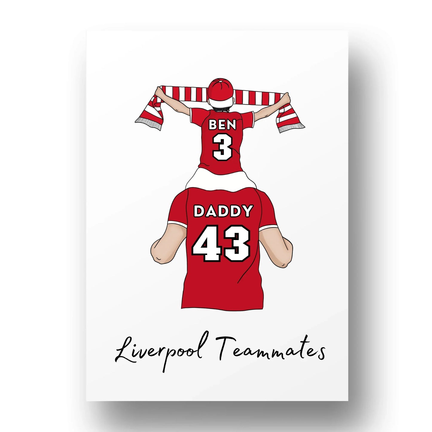 Personalised Father and Son Football Wall Art, Liverpool Art Print, Boys Room Decor