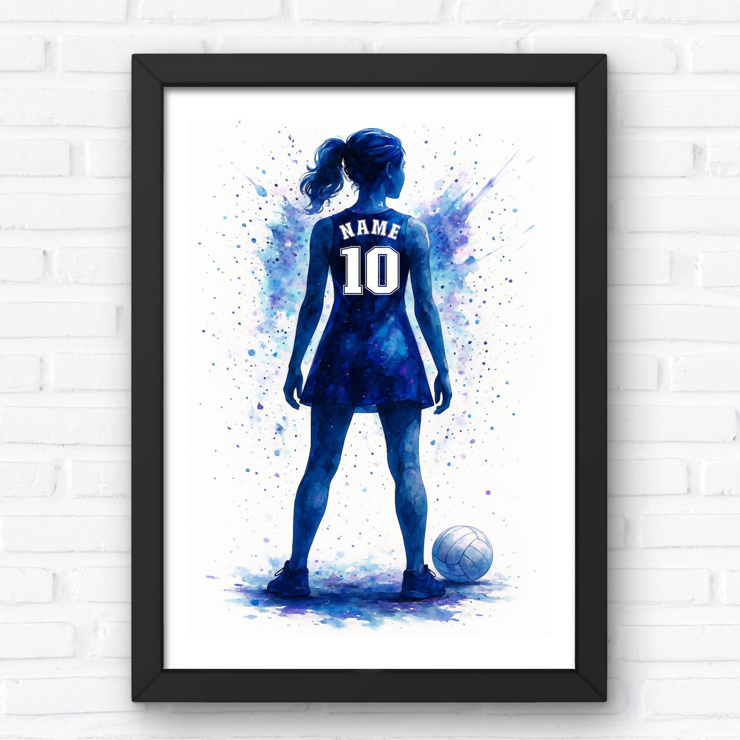 Custom Netballer Art, Boys Personalised Netball Print For Girls
