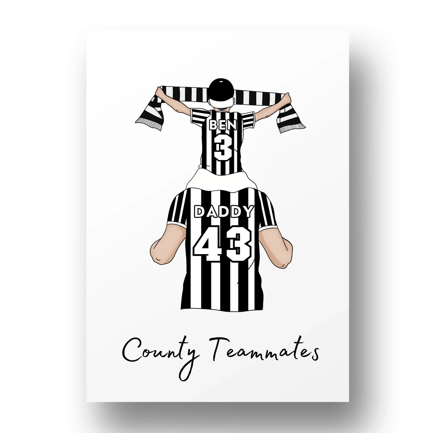 Personalised Father and Son Football Wall Art, Notts County Football Art Print, Boys Room Decor