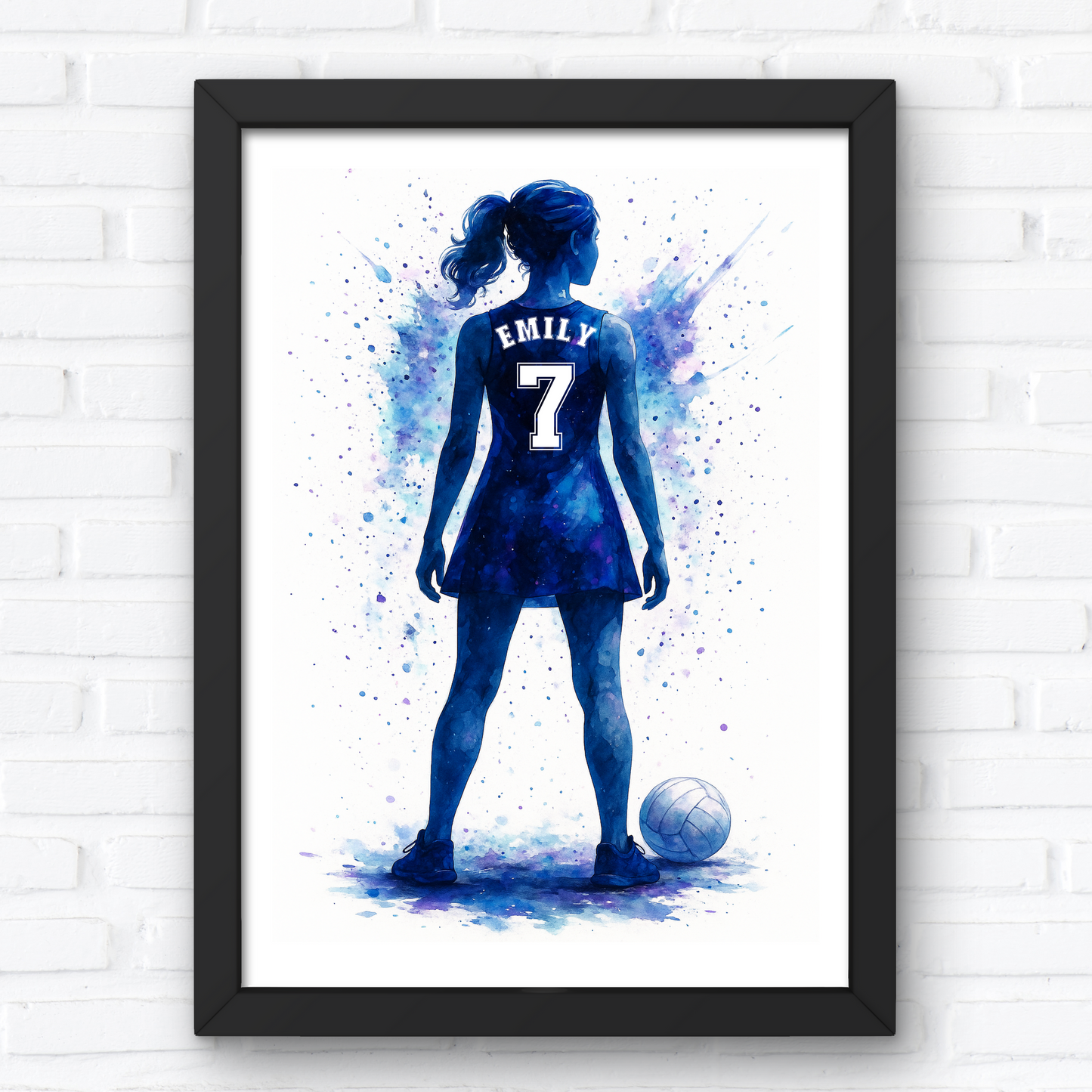 Custom Netballer Art, Boys Personalised Netball Print For Girls