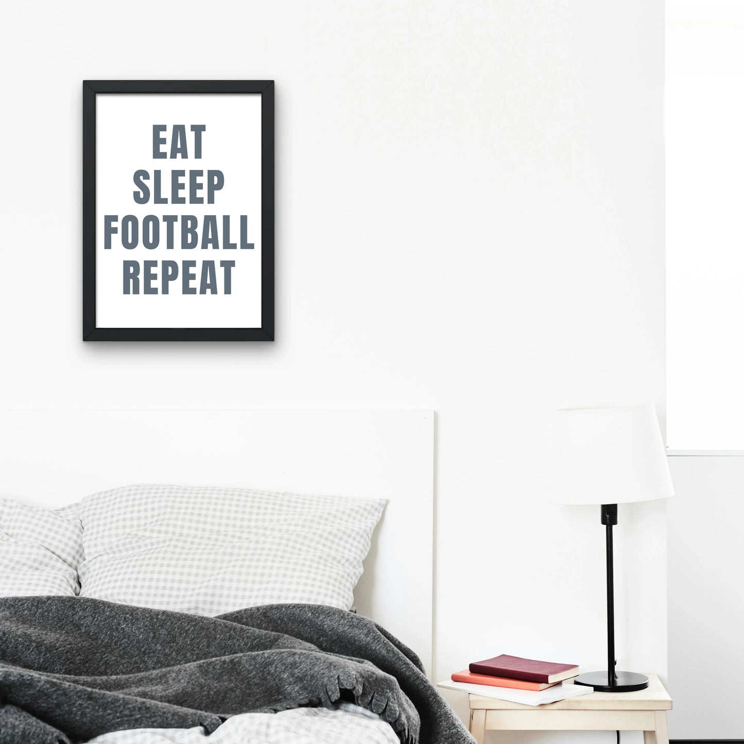 Eat Sleep Football Repeat, Footballer Art, Football Print For Kids Bedroom
