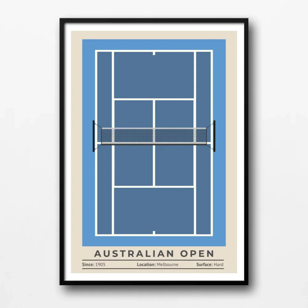 Tennis Set of 4 Posters, Wimbledon, Australian Open, French Open, US Open