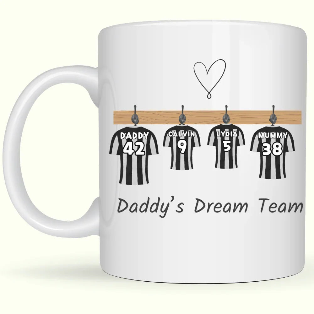 Custom Fathers Day Gift Mug, Personalised Football Mug For Daddy's, Birthday Dad