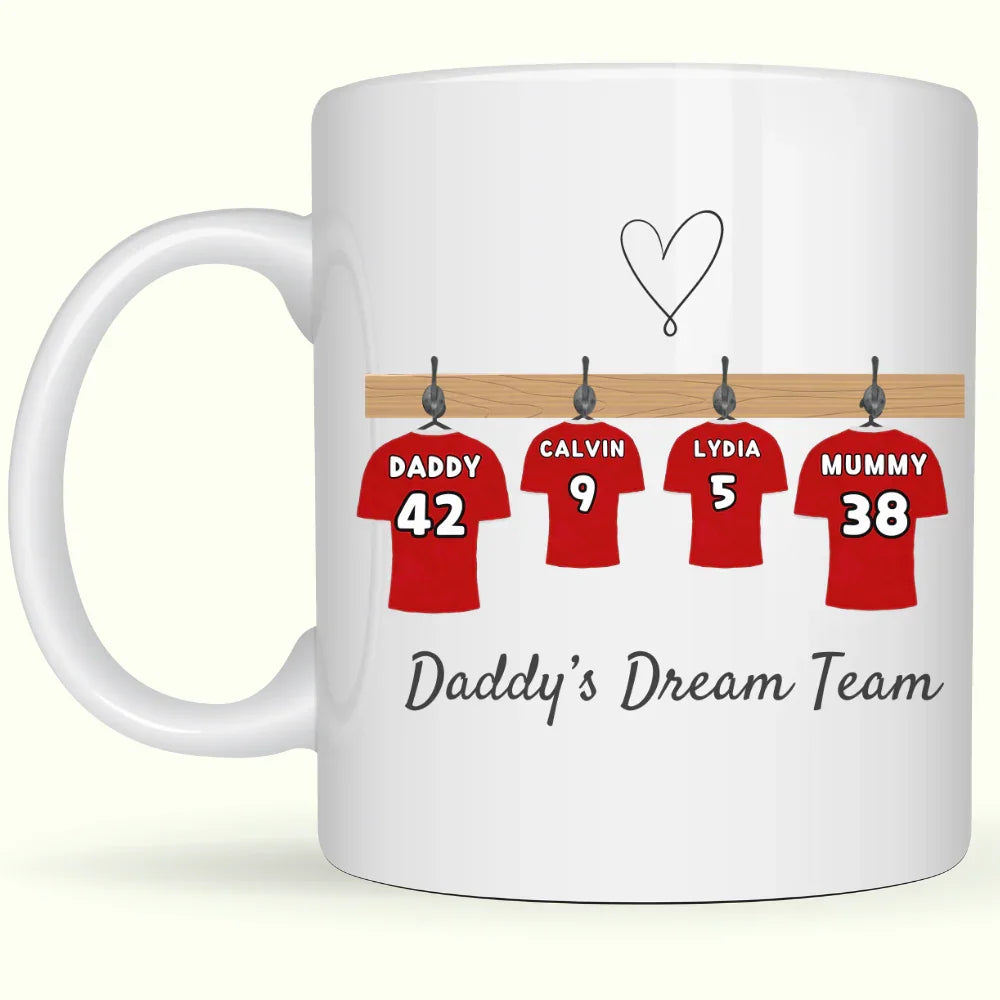 Custom Fathers Day Gift Mug, Personalised Football Mug For Daddy's, Birthday Dad