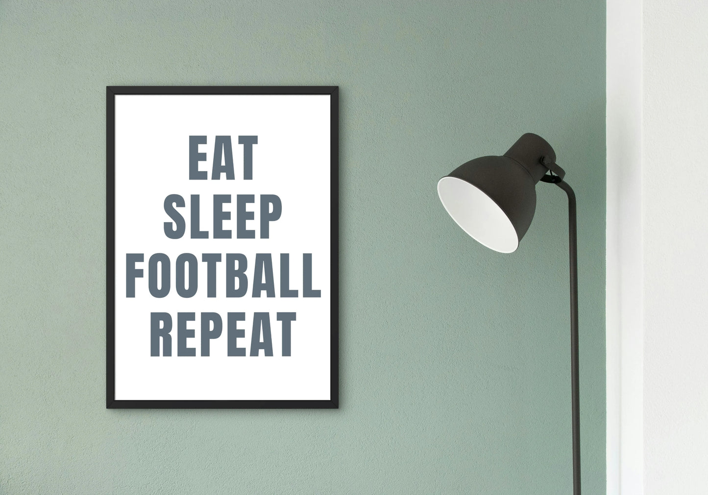 Eat Sleep Football Repeat, Footballer Art, Football Print For Kids Bedroom