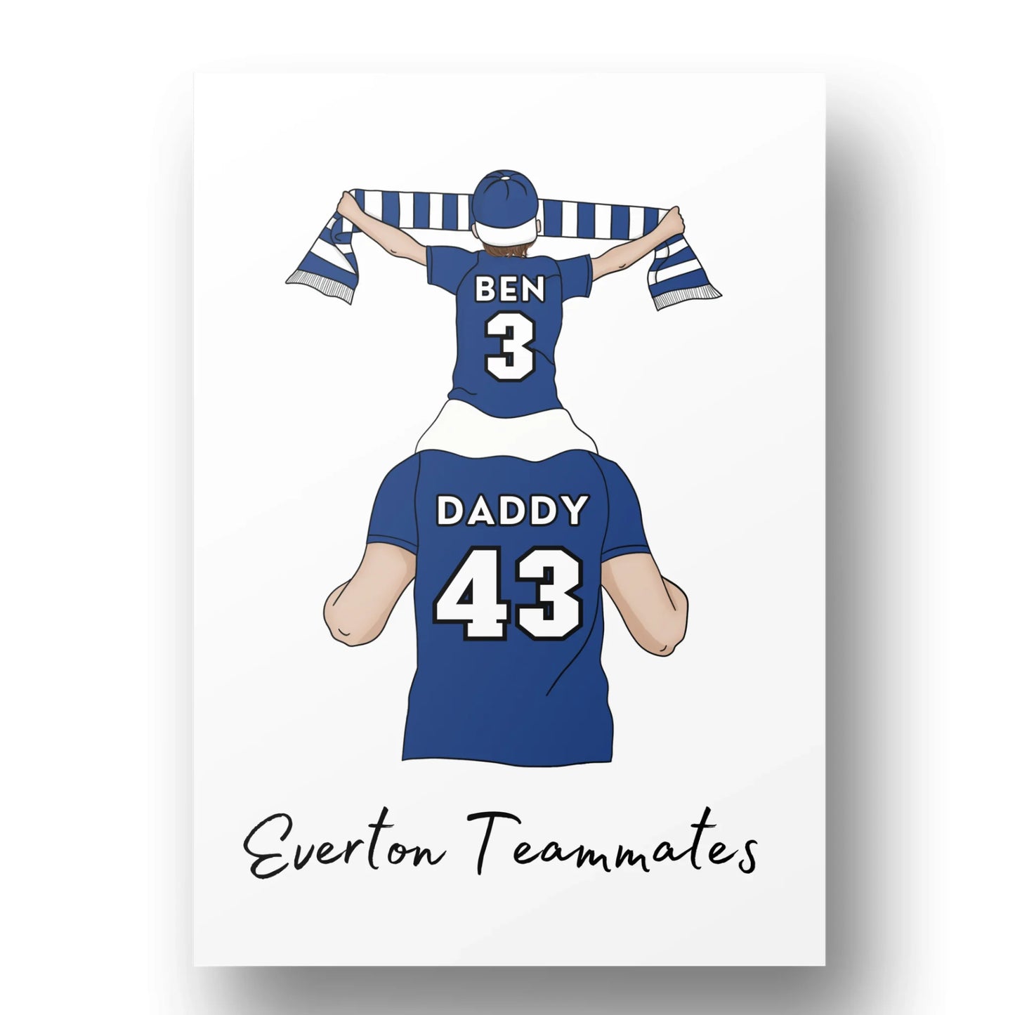 Personalised Father and Son Football Wall Art, Everton Art Print, Boys Room Decor