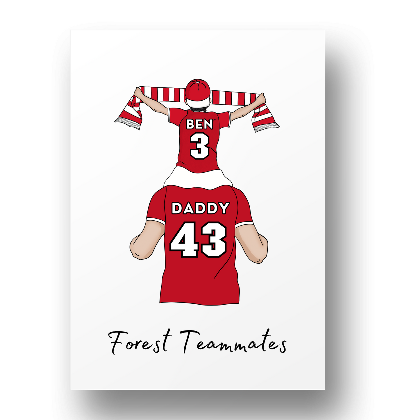 Personalised Father and Son Football Wall Art, Notts Forest Art Print, Boys Room Decor