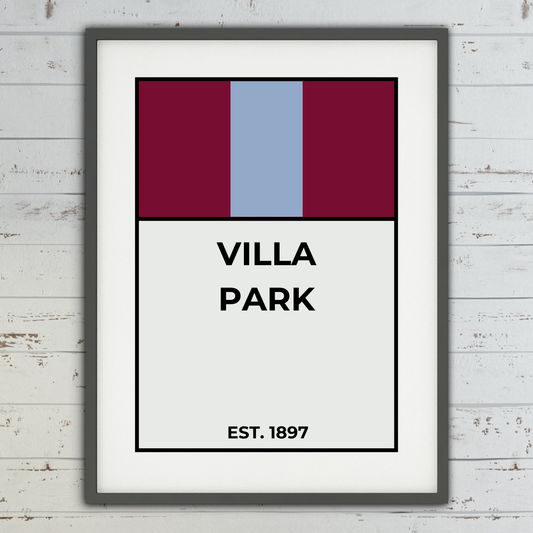 Aston Villa Football Monopoly Print Wall Art Poster Villa Park