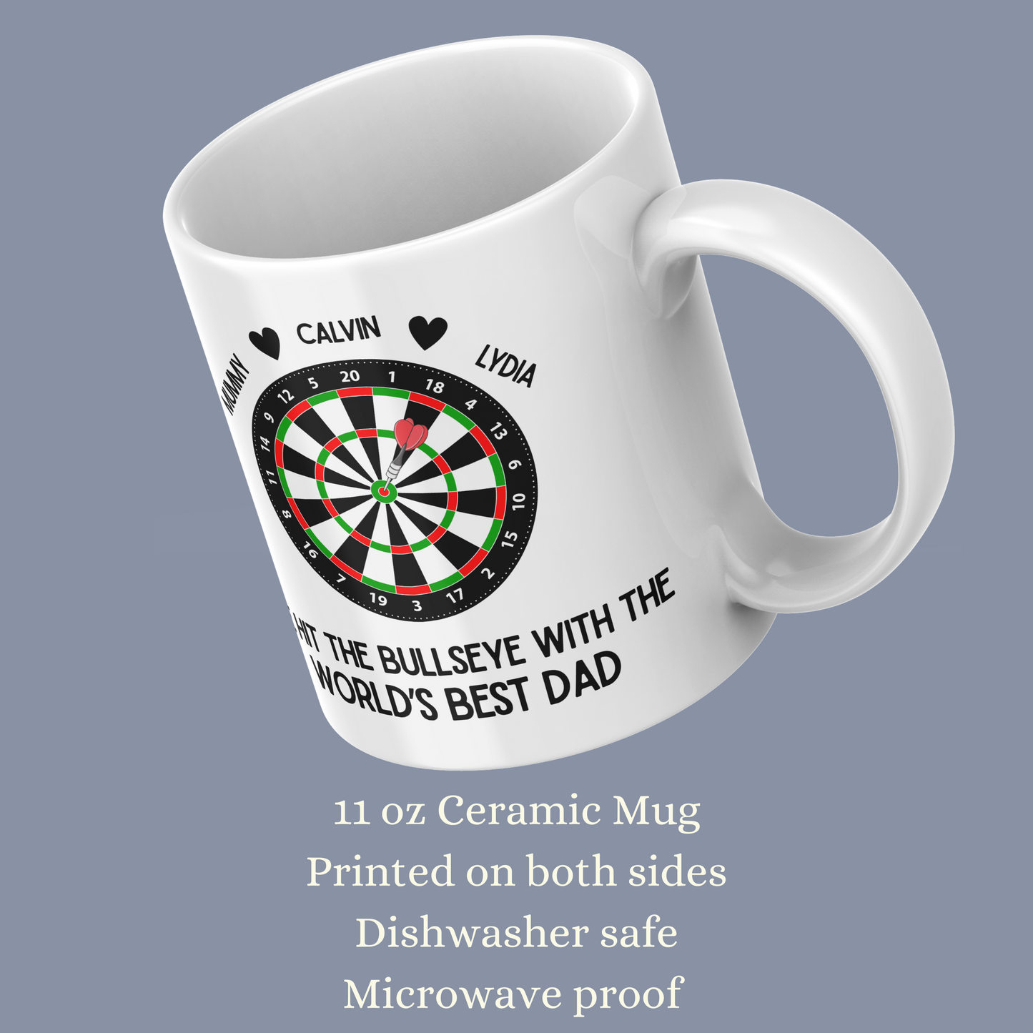 Personalised Darts Mug, Dad Daddy Fathers Day Gift Mug,