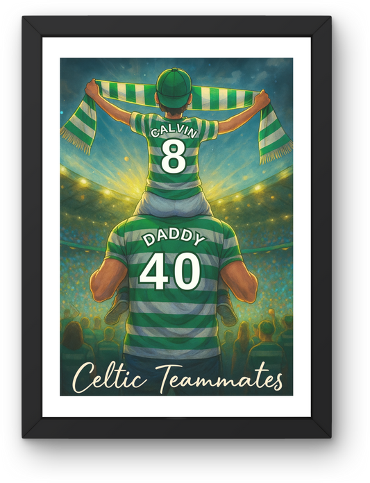 Personalised Celtic, Father and Son, Football Wall Art, Unique Gift
