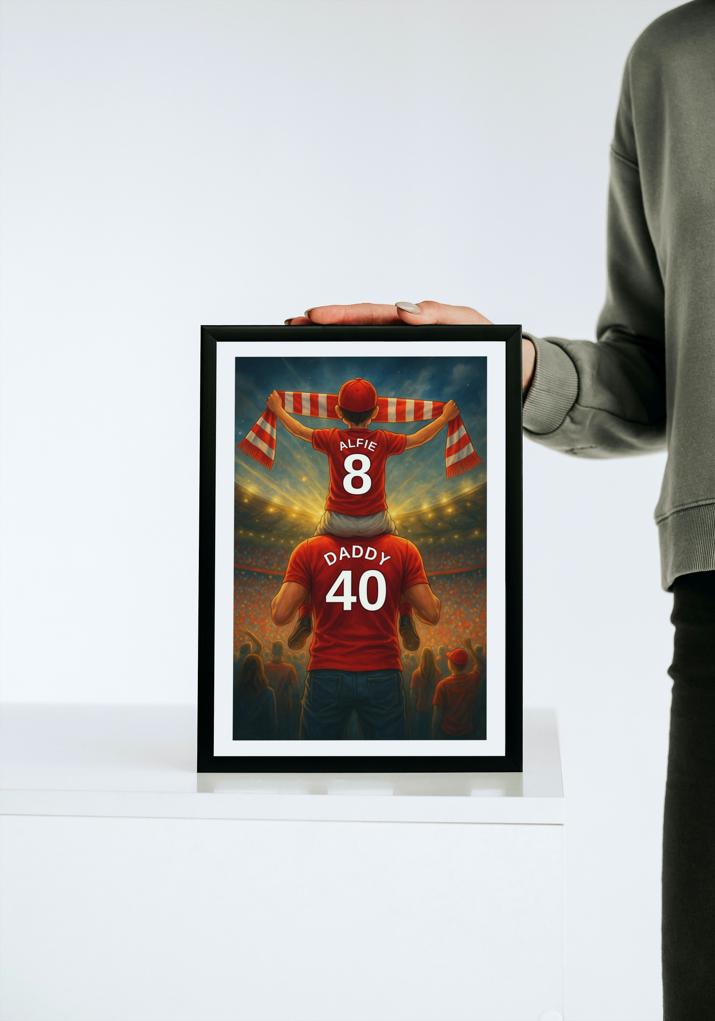 Personalised Man Utd Father and Son Football Wall Art, Boys Room Decor