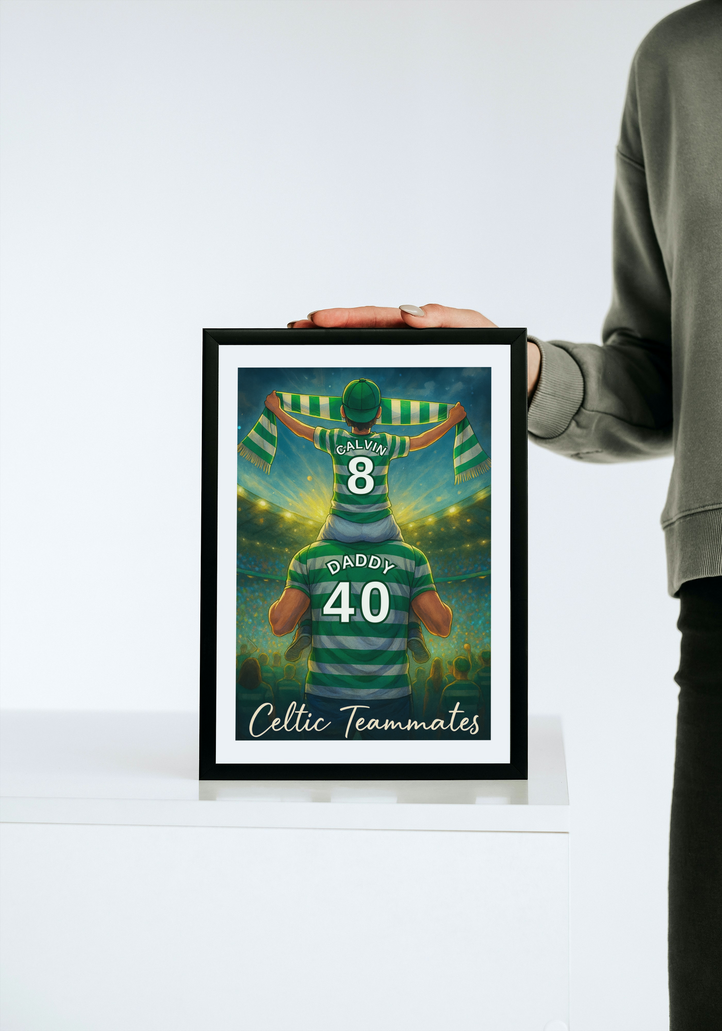 Personalised Celtic, Father and Son, Football Wall Art, Unique Gift