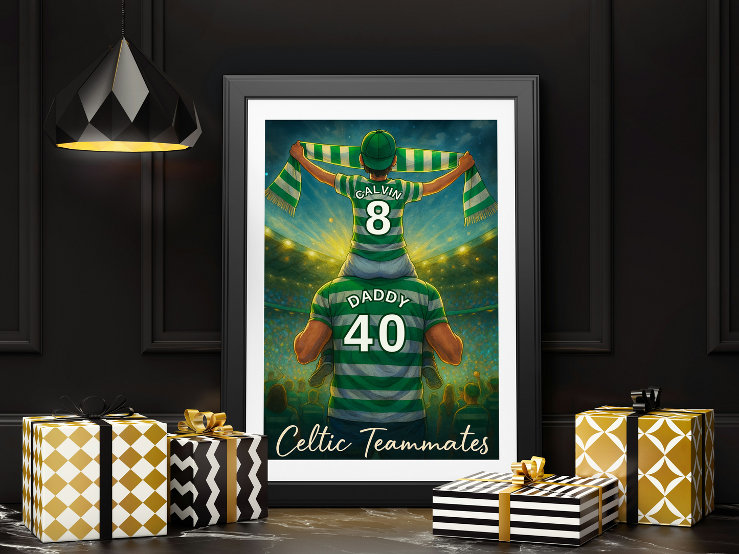 Personalised Celtic, Father and Son, Football Wall Art, Unique Gift